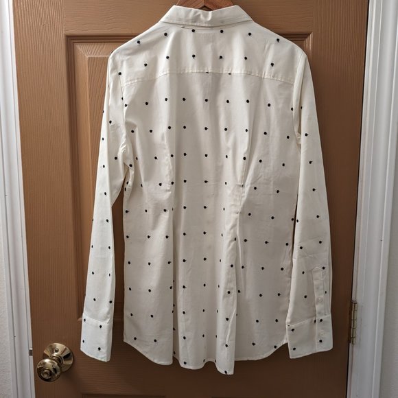 Ann Taylor Embroidered Dot Perfect Shirt - White - 10 Petite - Picture 2 of 3